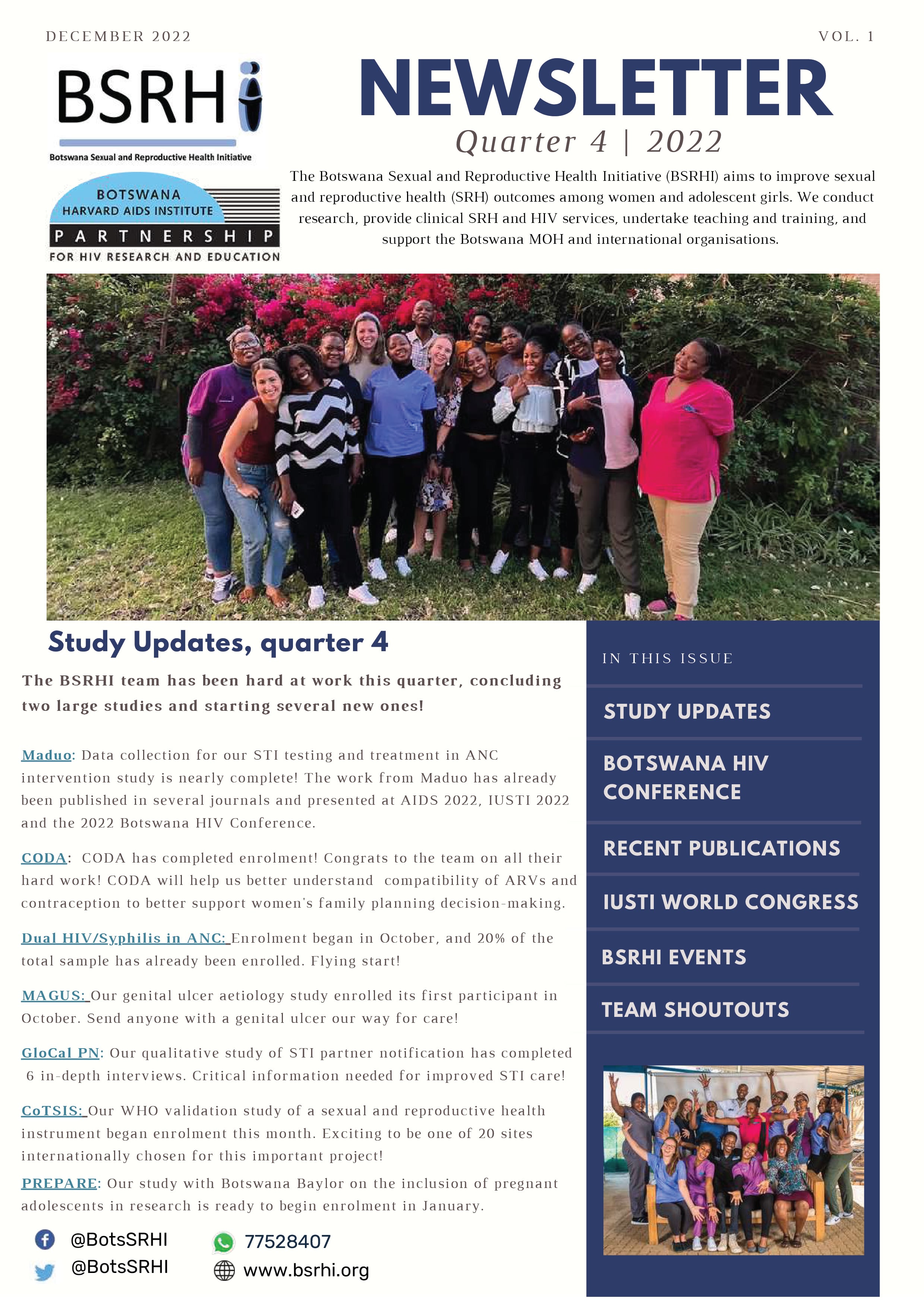 BSRHI Quarter 4 2022 Newsletter Botswana Harvard Partnership